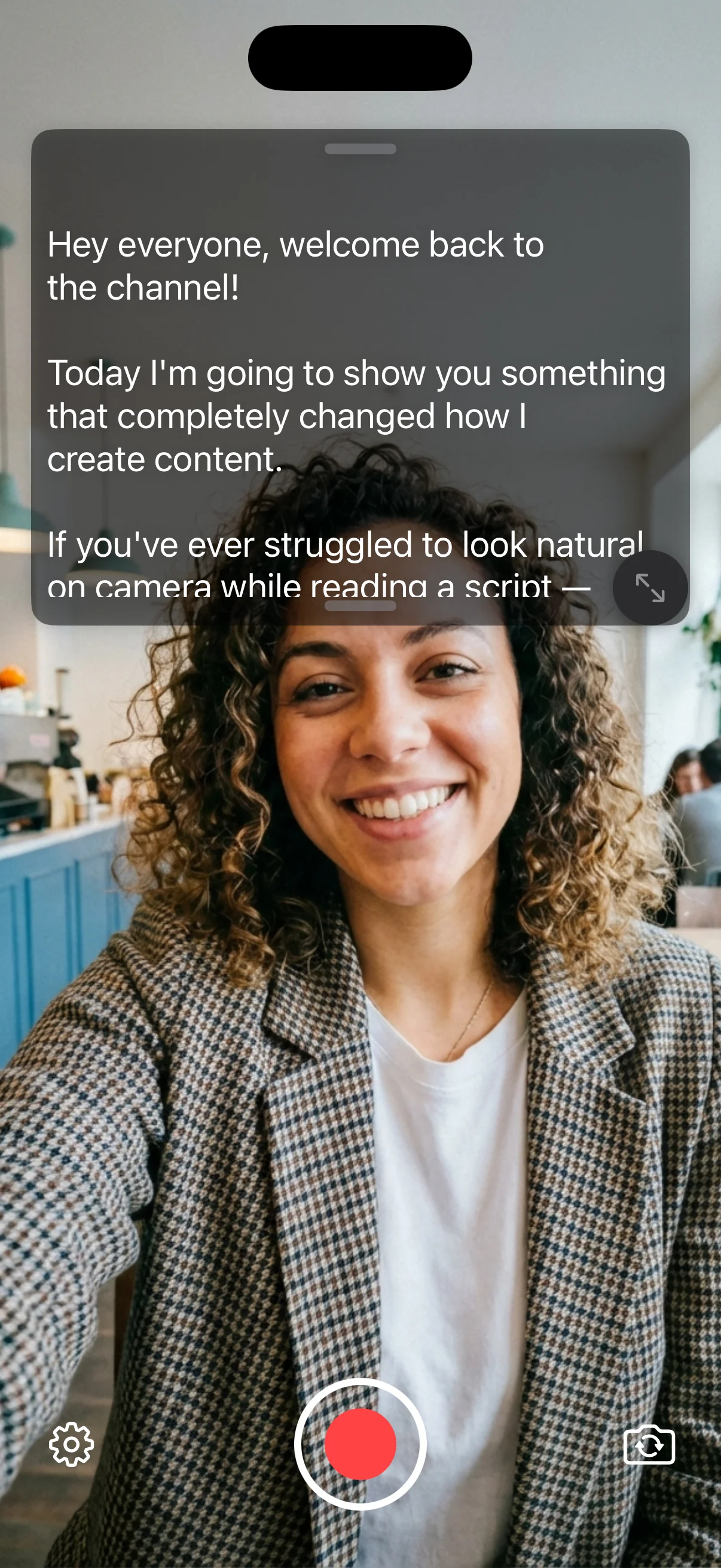 TelePrompt Hero app interface showing script on camera screen